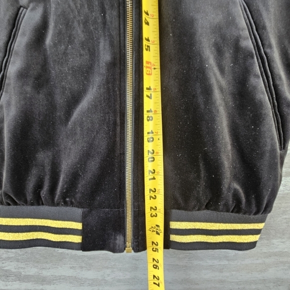 Zara Men Black Velvet Gold Trim Varsity Style Bomber Jacket Customized Small - Picture 5 of 7